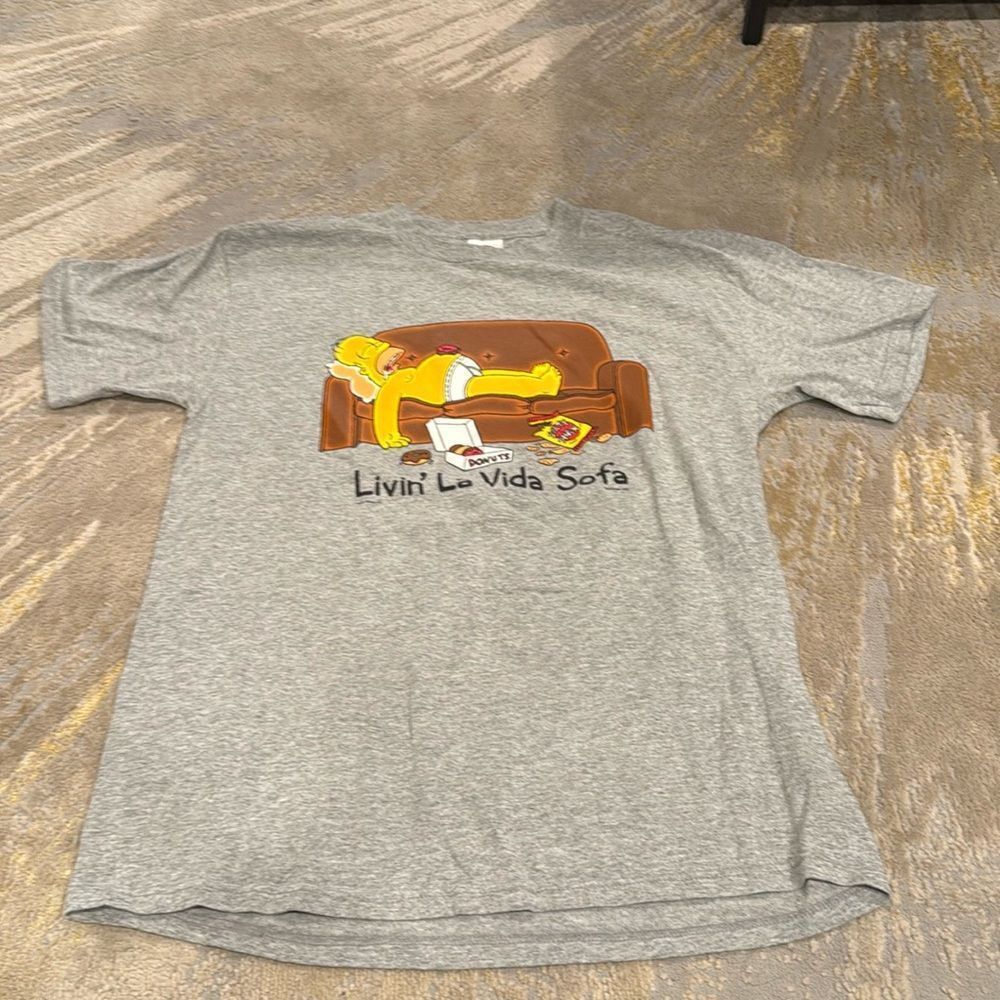 Vintage 2001 Homer  Simpson Livin La Vida Sofa T-Shirt Size M check pics‎